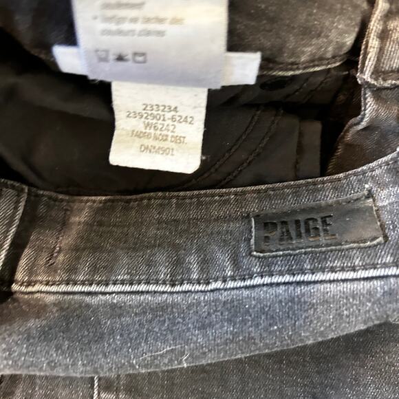 Paige Verdugo Ankle Jean 27 4 Faded Noir Destructed Dark Wash Ankle Crop Denim - Picture 5 of 7